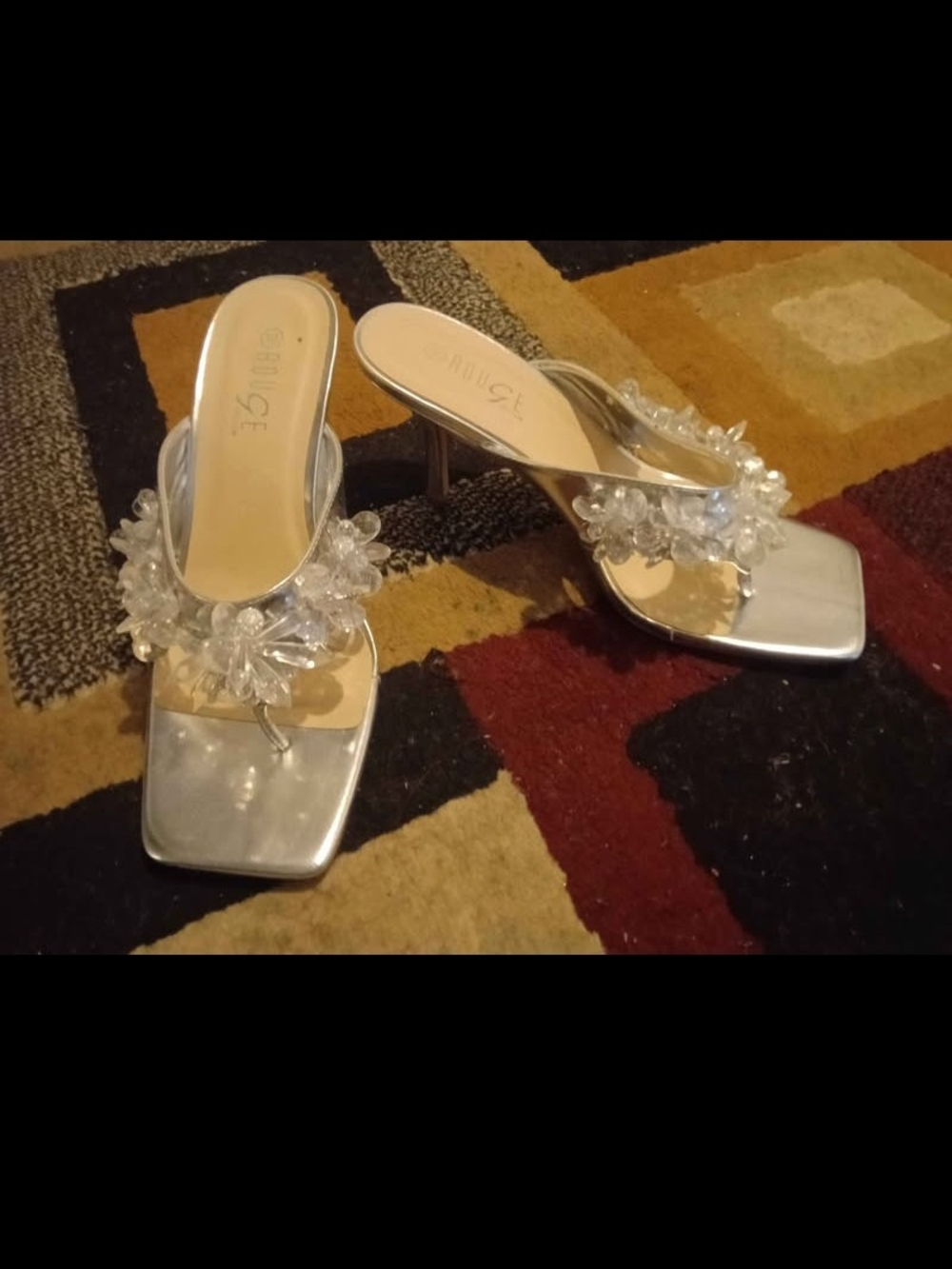 Rouge! Silver Crystal-Embellished Women’s Heeled Sandals